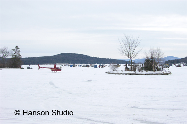 Meredith, NH - Indian Island - Winter - Helicopter